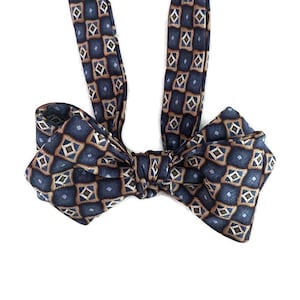 Silk Bow Tie - Geometric - One-of-a-Kind, Handcrafted - Pre-tied or Self-tie
