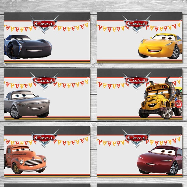 Disney Cars 3 Voedseltenten Krijtbord Set 3 - Auto's Voedsellabel - Disney Cars Afdrukbaar - Auto's Partij Favor - Auto's Happy Birthday - Auto's Verjaardag