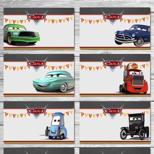 Disney Cars Food Tents Chalkboard Set 2 - Cars Food Labels - Disney Cars Printables - Cars Party Favor - Cars Happy Birthday - Cars Birthday