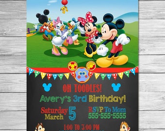 Mickey Mouse Clubhouse Invitation Chalkboard // Mickey Mouse Clubhouse Birthday Party // Mickey Mouse Clubhouse Invite Printable Favors