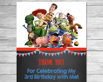 Toy Story Thank You Card Chalkboard Blue Red // Toy Story Birthday Party // Toy Story Thank You Card // Printable Toy Story Party Favors