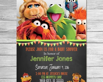 Muppets Movie Baby Shower Invitation Chalkboard - Muppets Shower Invitation - Muppets Most Wanted Invitation - Muppets Printables
