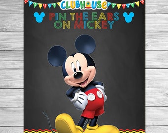 Mickey Mouse Clubhouse Pin the Ears on Mickey Chalkboard / Mickey Mouse Clubhouse Birthday Party Game / Mickey Mouse Pin the Tail Game