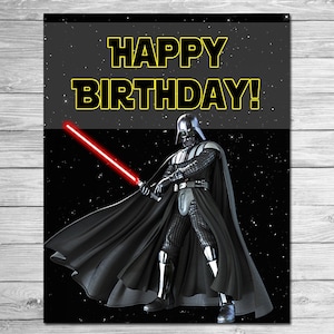 Signo de feliz cumpleaños de Star Wars Darth Vadar - Signo de cumpleaños de Star Wars - Banner de fiesta de cumpleaños de Star Wars - Fiesta de Star Wars imprimible