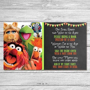 Muppets Breng een boek mee in plaats van een kaartverzoek. Voeg schoolbord in - Muppets Baby Shower - Muppets Baby Shower - Muppets Printables