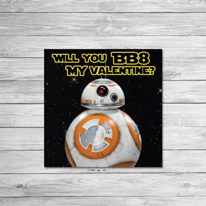 Star Wars Force Awakens BB8 Valentines Card Star Wars Valentines BB8 Valentines School Valentines BB8 Favors image 1