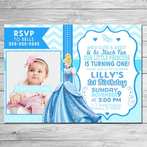 Invitación Cenicienta Invitación a la Foto // Fiesta de Cumpleaños de Cenicienta // Invitación al Primer Cumpleaños // Invitación a la Princesa Cenicienta // Princesa Disney