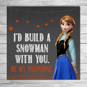 Printable Frozen Valentine&#39;s Day Card - Anna Chalkboard // Valentines Cards Anna // Frozen Anna Valentines Day Card