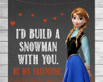 Printable Frozen Valentine's Day Card - Anna Chalkboard // Valentines Cards Anna // Frozen Anna Valentines Day Card