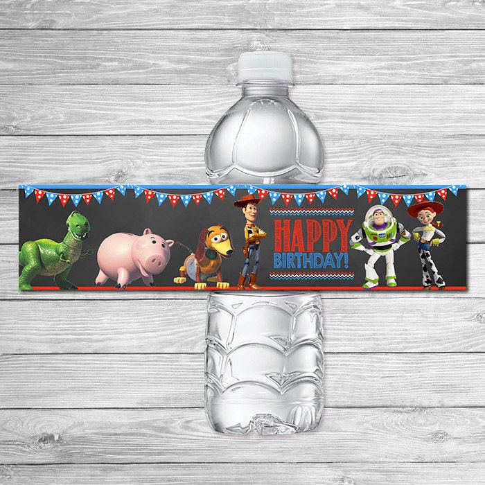 Toy Story Water Bottle Label Chalkboard Red Blue Toy Story Birthday Party Toy Story Drink Labels Printable Toy Story Party