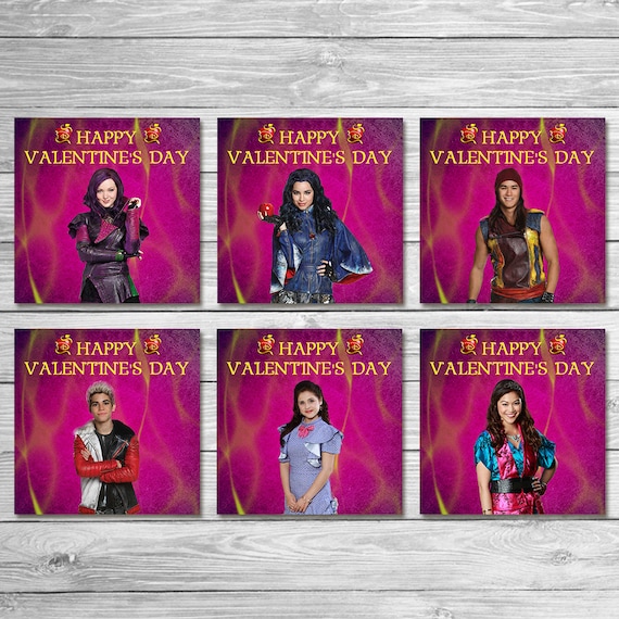 The Descendants Valentine's Day Cards Pink Purple/ the | Etsy