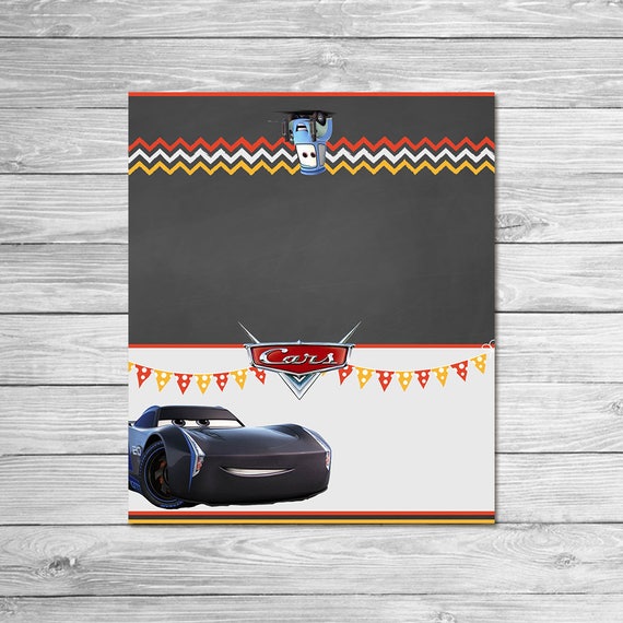 Disney Cars Invitation Chalkboard Lightning Mcqueen Birthday 