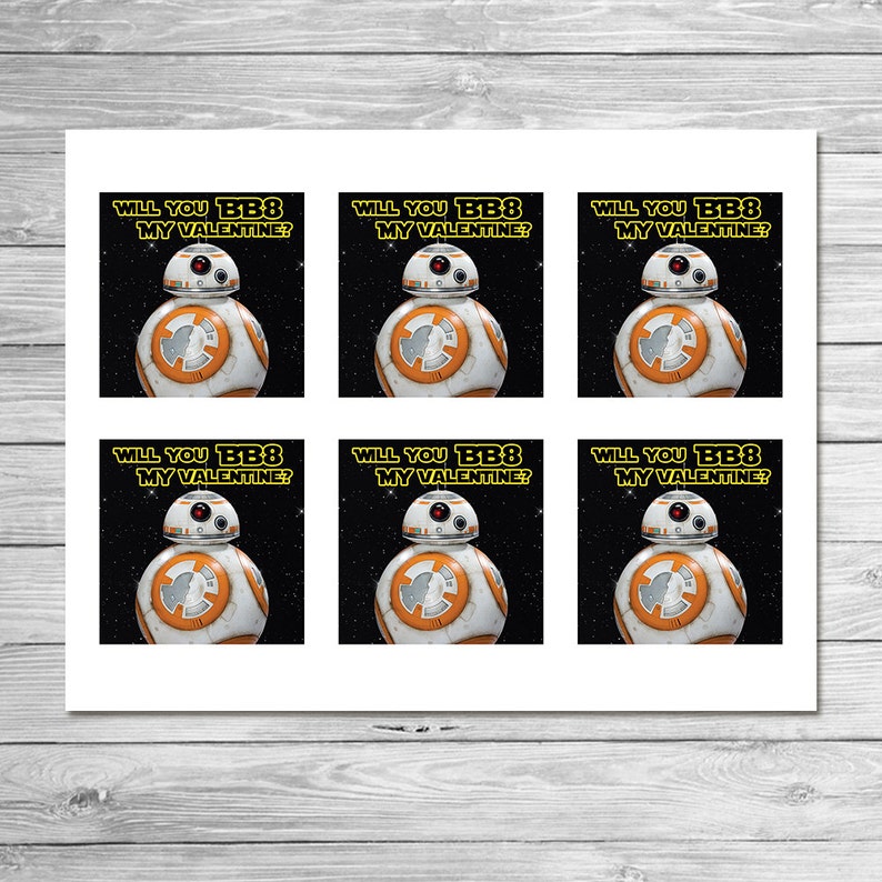 Star Wars Force Awakens BB8 Valentines Card Star Wars Valentines BB8 Valentines School Valentines BB8 Favors image 2