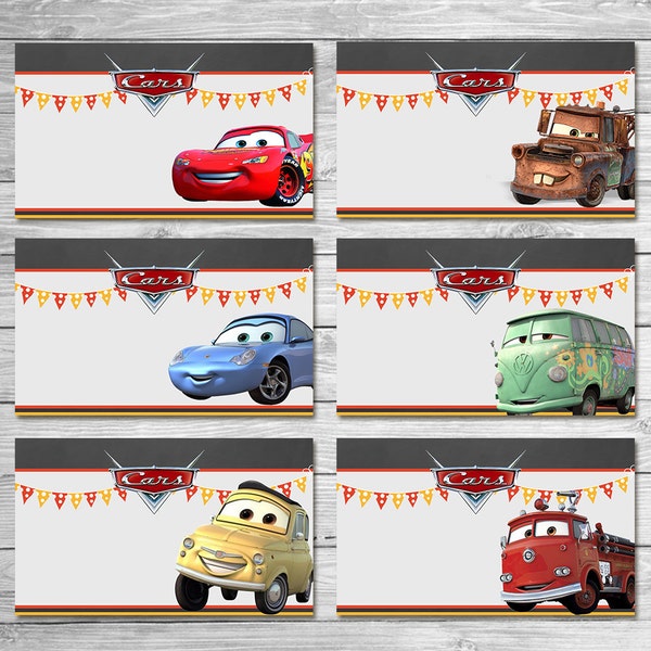 Disney Cars voedseltenten schoolbord - Cars voedseletiketten - Disney Cars printables - Cars feestbedankje - Cars Happy Birthday - Cars verjaardag