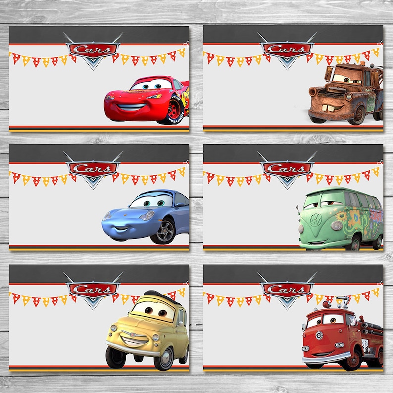 Disney Cars Food Tents Chalkboard Cars Food Labels Disney Cars Printables Cars Party Favor Cars Happy Birthday Cars Birthday image 1