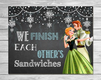 Frozen We Finish Each Others Sandwiches Sign Party Decor Anna - Frozen Printable Wall Art - Frozen Chalkboard Sign Frozen Party Favour 100594