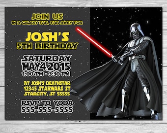 Star Wars Invitation Darth Vadar - Star Wars Birthday Invitation - Star Wars Birthday Party Invite - Star Wars Party Printable