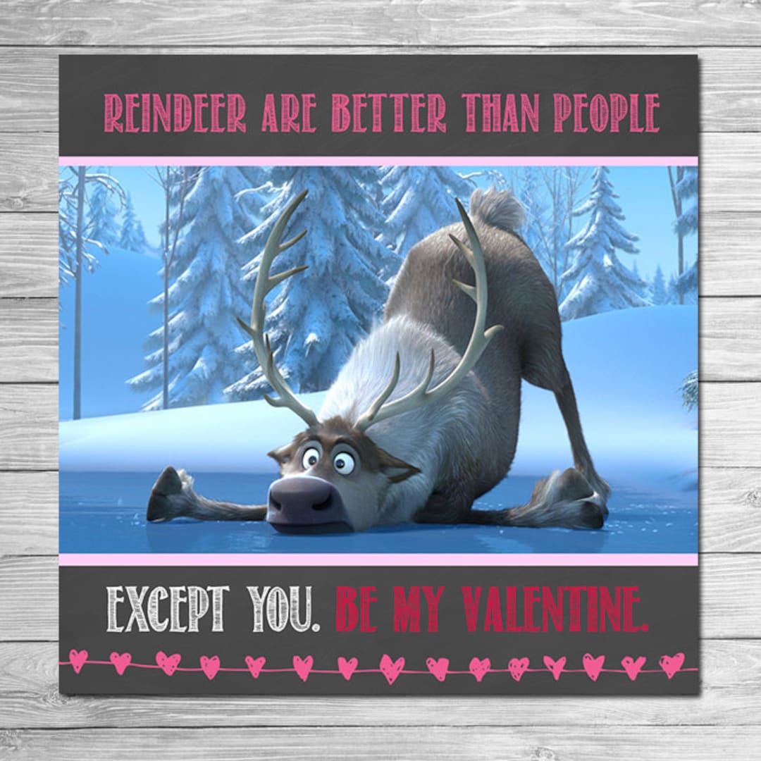 Printable Frozen Valentine's Day Card - Sven Chalkboard 2 // Valentines ...