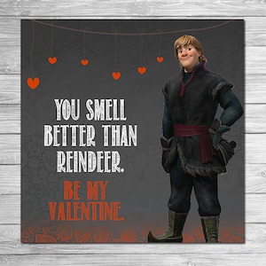 Printable Frozen Valentine&#39;s Day Card - Kristoff Chalkboard // Valentines Cards Kristoff // Frozen Kristoff Valentines Day Card