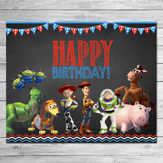 Considerar Oso polar Atar Toy Story Happy Birthday Sign Chalkboard Red Blue // Toy Story - Etsy