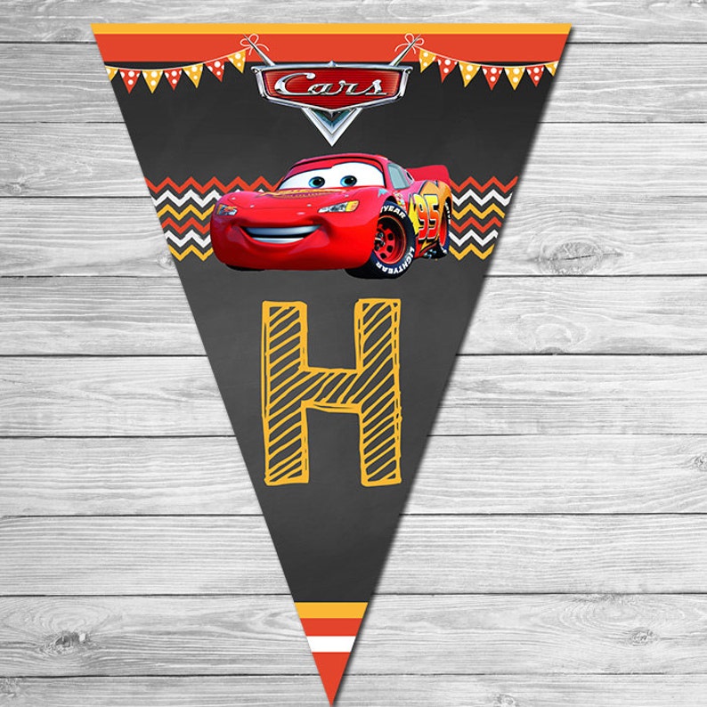 Disney Cars Birthday Banner Chalkboard Lightning McQueen Birthday Banner Disney Cars Printables Cars Party Favor Cars Happy Birthday image 2