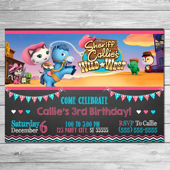 Sheriff Callie Invitation Chalkboard Sheriff Callie Etsy