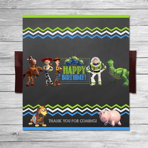 Toy Story Candy Wrapper Chalkboard Blue / Toy Story Birthday Party / Toy Story Chocolate Bar Wrapper / Printable Toy Story Party Favor