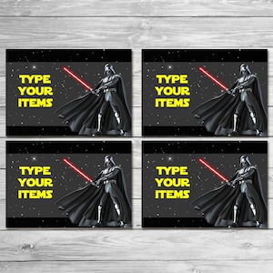 Star Wars Food Tents Darth Vadar - Star Wars Food Labels - Star Wars Birthday Party - Star Wars Party Printable - Buffet Table Tents 100260