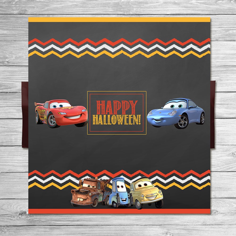 Disney Cars Halloween 2022 Disney Cars Happy Halloween Candy Bar Wrapper Chalkboard Etsy