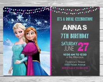 Frozen Invitation Anna Elsa Chalkboard // Frozen Birthday Party // First Birthday Invite // Elsa Invite // Anna Invite // Frozen Favors