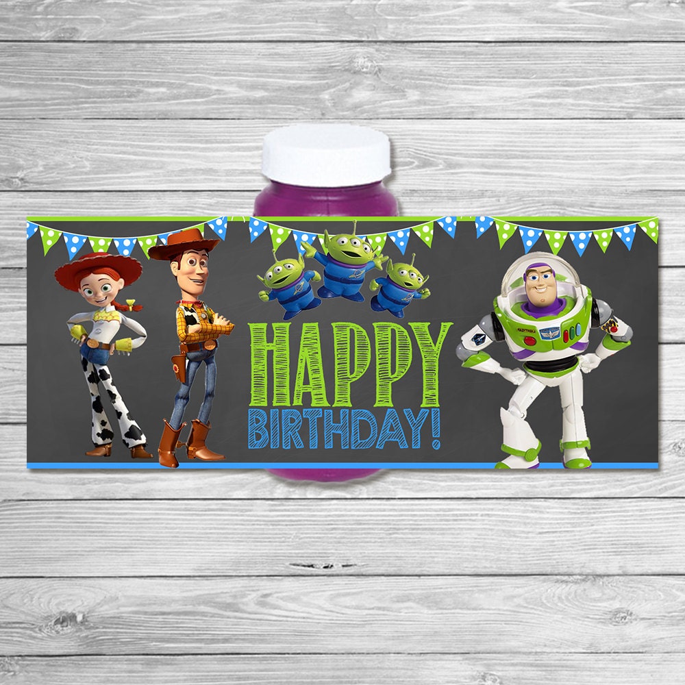 Toy Story Bubble Label Chalkboard Green Blue Toy Story Birthday Party Toy Story Bubble Wrapper Printable Toy Story Party