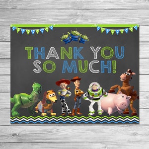 Toy Story Merci carte Téléchargement instantané Chalkboard Blue / Toy Story Birthday Party / Toy Story Merci carte / Toy Story Party Favor