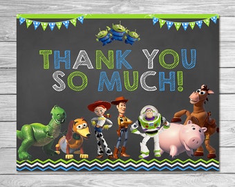 Toy Story Thank You Card Instant Download Chalkboard Blue / Toy Story Birthday Party / Toy Story Thank You Card / Toy Story Party Favor