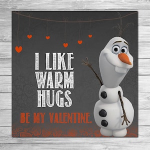 Printable Frozen Valentine&#39;s Day Card - Olaf Chalkboard // Valentines Cards Olaf // Frozen Olaf Valentines Day Card