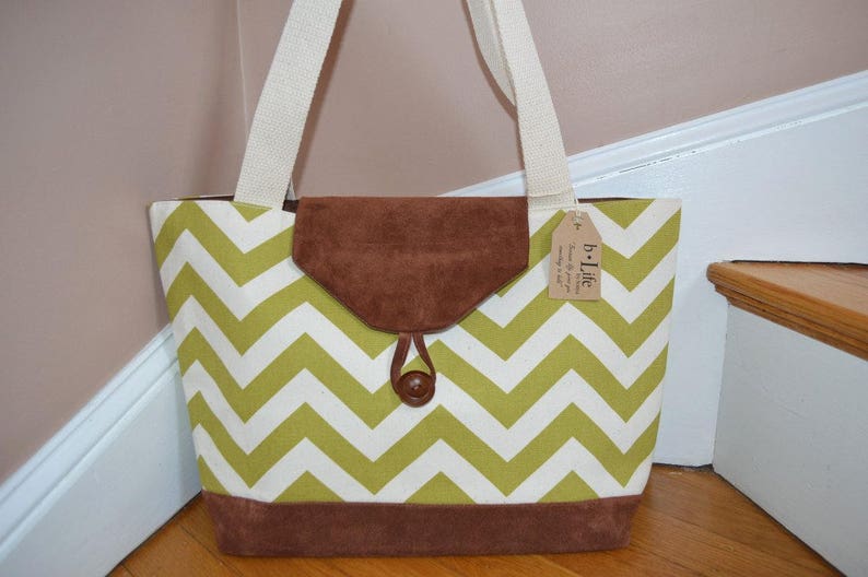 Olive Chevron Handbag image 1