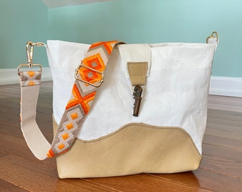 Recycle Sail and Leather Bag