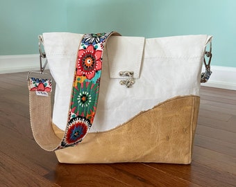 Recycle Sail and Leather Bag