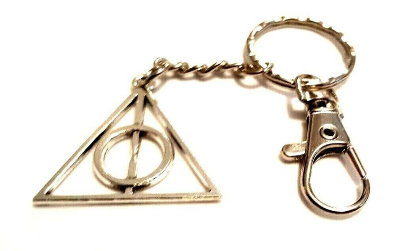 Deathly Hallows Inspired Keychain Wizard Keyring Magic Bag Charm Potter Inspired Keychain in a Velvet Gift Bag Birthday Christmas Gift