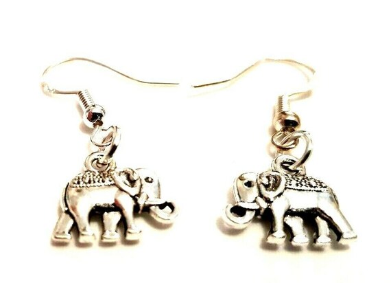 Small 3D Double Sided Elephant Earrings on Sterling Silver Hooks 12mm x 11mm Delivered in A Gorgeous Gift Bag Valentine's Day Gift
