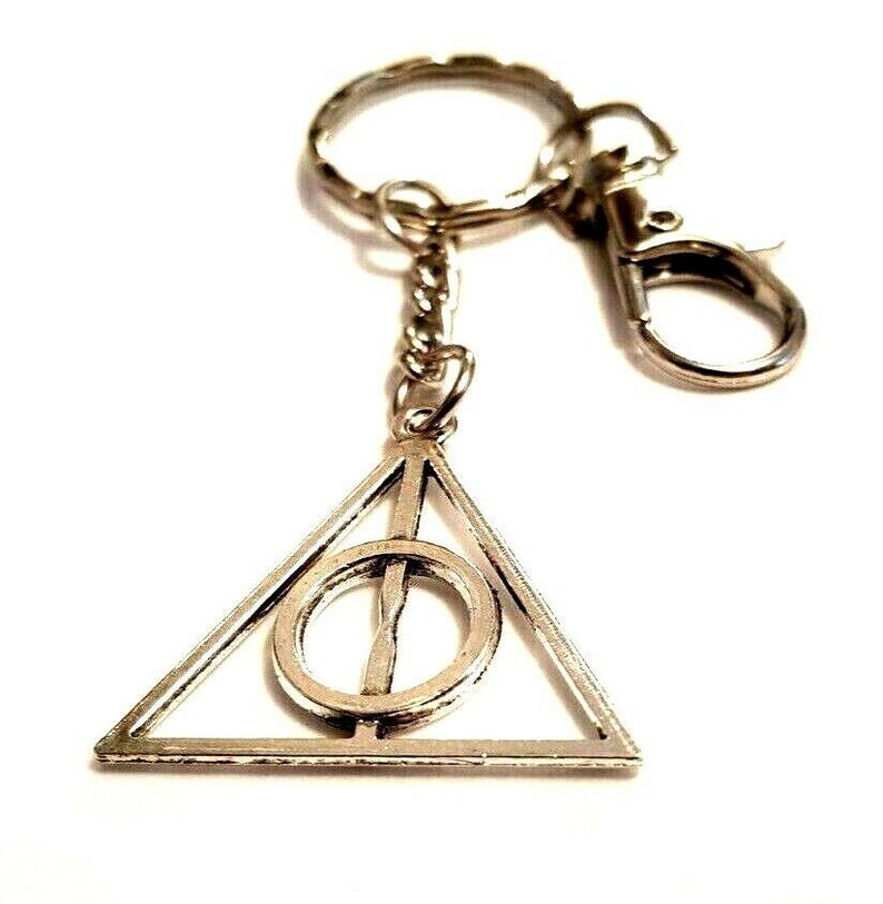 Deathly Hallows Inspired Keychain Wizard Keyring Magic Bag Charm Potter Inspired Keychain in a Velvet Gift Bag Birthday Christmas Gift