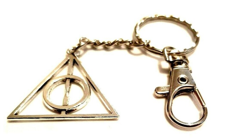 Deathly Hallows Inspired Keychain Wizard Keyring Magic Bag Charm Potter Inspired Keychain in a Velvet Gift Bag Birthday Christmas Gift