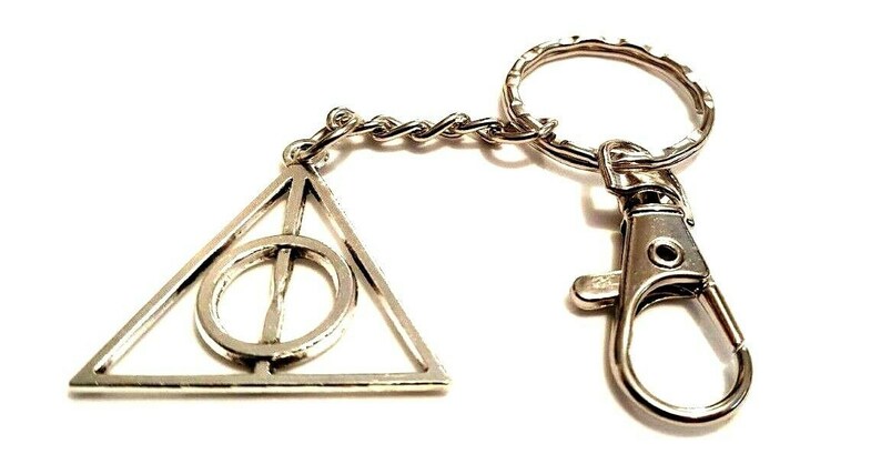 Deathly Hallows Inspired Keychain Wizard Keyring Magic Bag Charm Potter Inspired Keychain in a Velvet Gift Bag Birthday Christmas Gift
