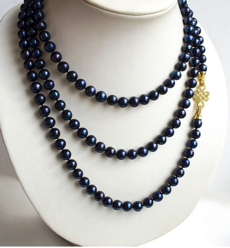 Black pearl long beads Margo