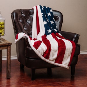 Chanasya USA Flag Throw Blanket