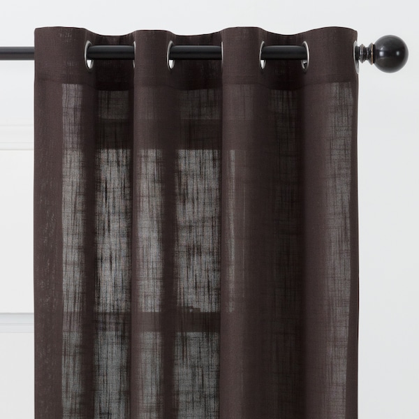 Chanasya Crosshatch Faux Linen Grommet Hanging Semi-Sheer Curtain Panel 2-Piece Set