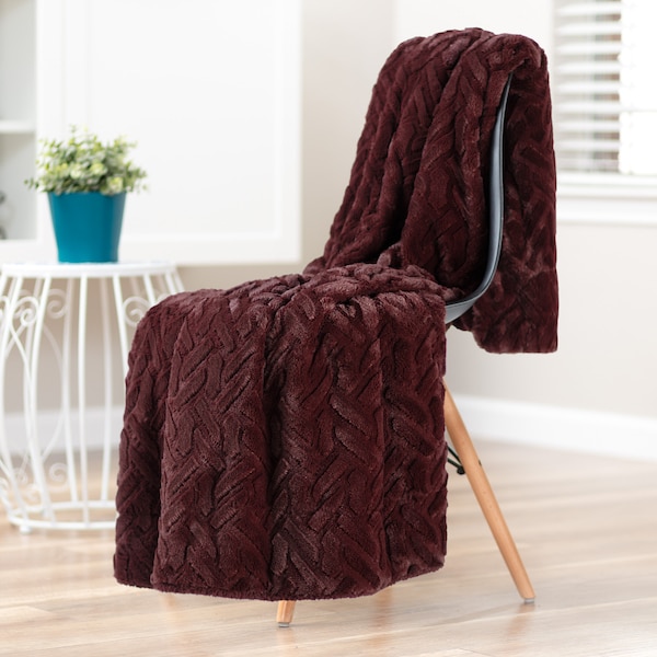 Chanasya Fuzzy Soft Embossed Faux Fur Throw Blanket - Plush Fluffy Lightweight Sherpa Cozy Pumpkin Blanket