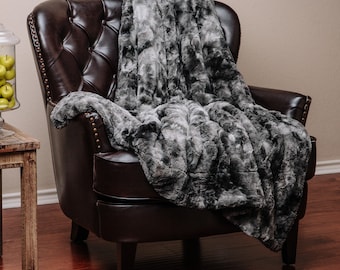 Noble Premium Fur Blanket from Fur Fabric GREY WOLF 170x220cm 