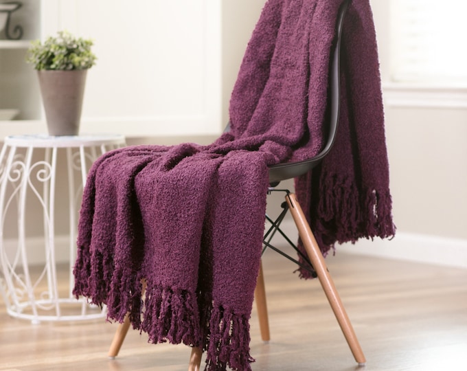 Chanasya Fuzzy Textured Shiny Thread Soft Fluffy Throw Blanket