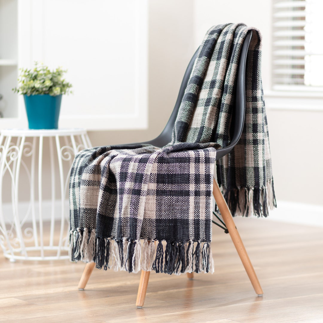 Chanasya Farmhouse Plaid Throw Blanket Etsy