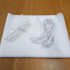 75 cm White 20gsm Spunbond Non woven polypropylene fabric material for making face mask + Free ear loop elastic and nose wires